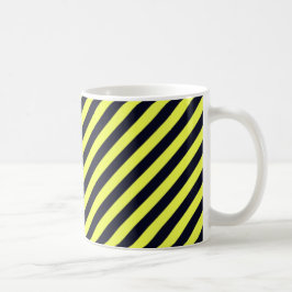 Svarta och gula diagonala ränder kaffemugg