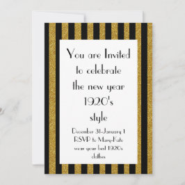 Svarta och Guld 1920-talets Gatsby New Year Party Inbjudningar