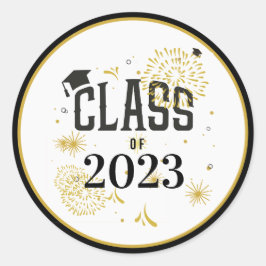 Svarta och Guld 2021 Studenten Firande Party I Runt Klistermärke