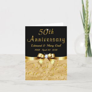 Svarta och Guld 50-årsjubileum Tacksamhetskort Tack Kort