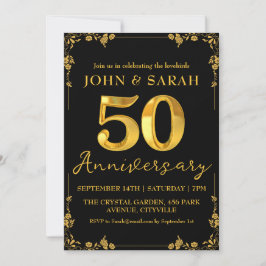 Svarta och guld 50-årsjubileumspartaj-inbjudningar inbjudningar