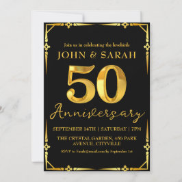 Svarta och guld 50-årsjubileumspartaj-inbjudningar inbjudningar