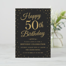 Svarta och Guld 50:e överraskningen Party Inbjudningar