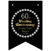 Svarta och Guld 60:e Diamond Bröllop-årsdagen
