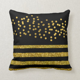 Svarta och Guld abstrakt Modern Rand polka dots Kudde