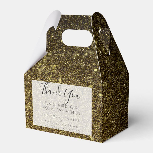 Svarta och Guld Agate Bröllop Presentaskar (Framsidan Sidan)