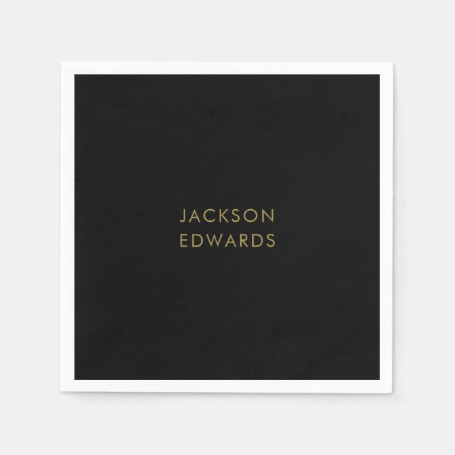 Svarta och Guld Anpassningsbar Napkins Pappersservett (Framsidan)