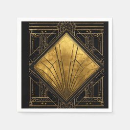 Svarta och guld Art Deco pappersservetter