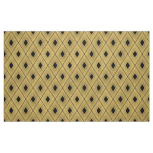Svarta och Guld Art Deco Stil Tyg
