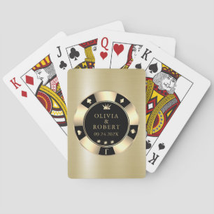Svarta och guld bröllop poker chip casinokort