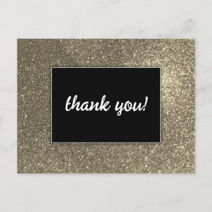 Svarta och Guld Bröllop Tack Modern Faux Glitter Vykort