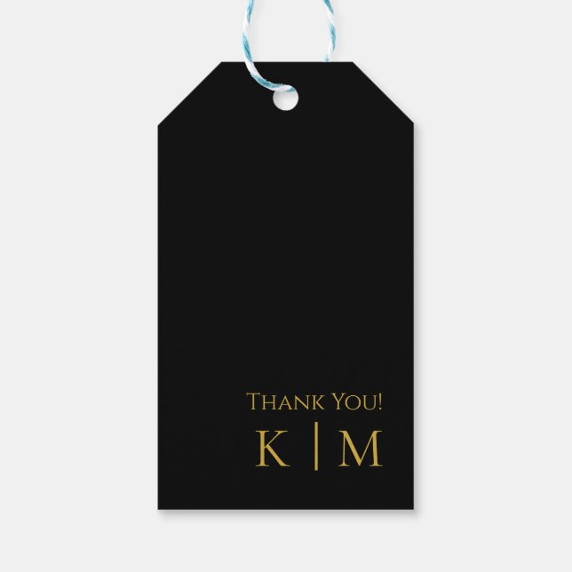 Svarta och Guld-Bröllop Tack.- Presentetikett (Baksidan)