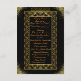 Svarta och Guld Bröllopsdetaljer Kort | Elegant