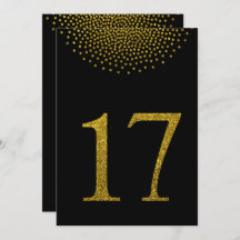 Svarta och guld bröllopsfest bord nummer