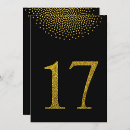 Svarta och guld bröllopsfest bord nummer inbjudningar