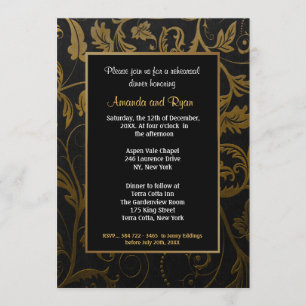 Svarta och Guld Damask Rehearsal Dinner-inbjudan Inbjudningar