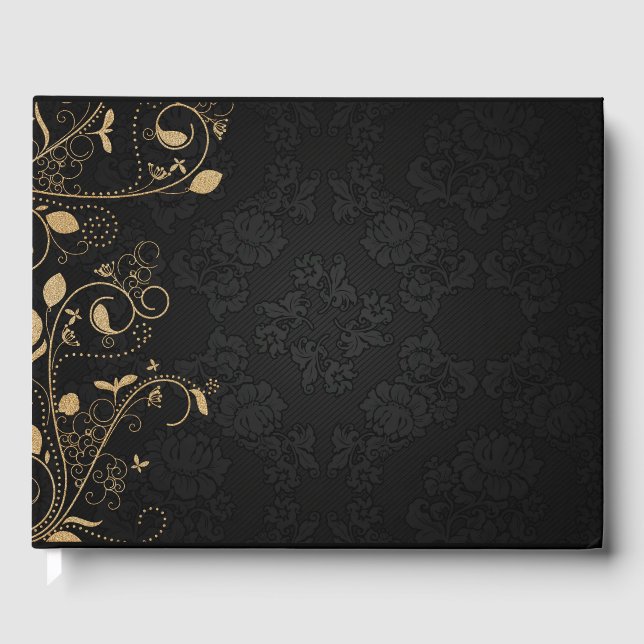 Svarta och Guld dekorativa Mönster Gästböcker (Framsida)