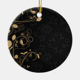 Svarta och Guld dekorativa Mönster Julgransprydnad Keramik