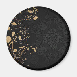 Svarta och Guld dekorativa Mönster Magnet