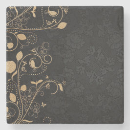 Svarta och Guld dekorativa Mönster Stenunderlägg