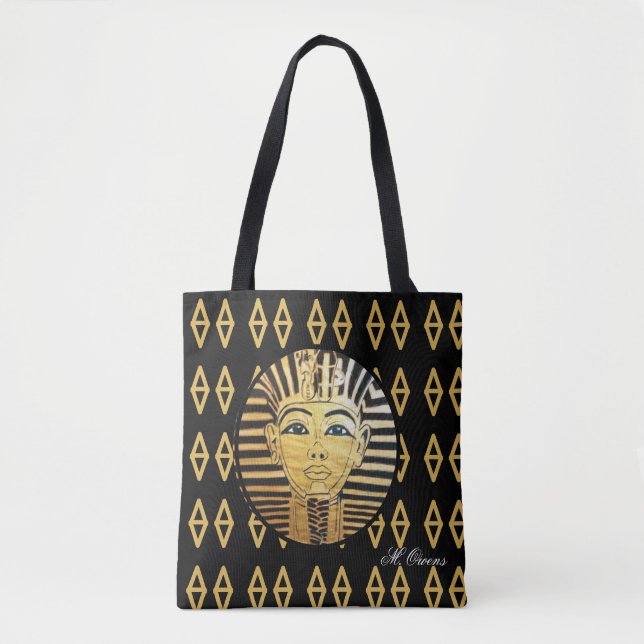 Svarta och Guld egyptiska Stil Tote Bag Tygkasse (Framsida)