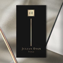 Svarta och Guld Elegant Luxe Monogram Affärskort Visitkort