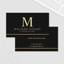 Svarta och Guld Elegant Monogram Visitkort
