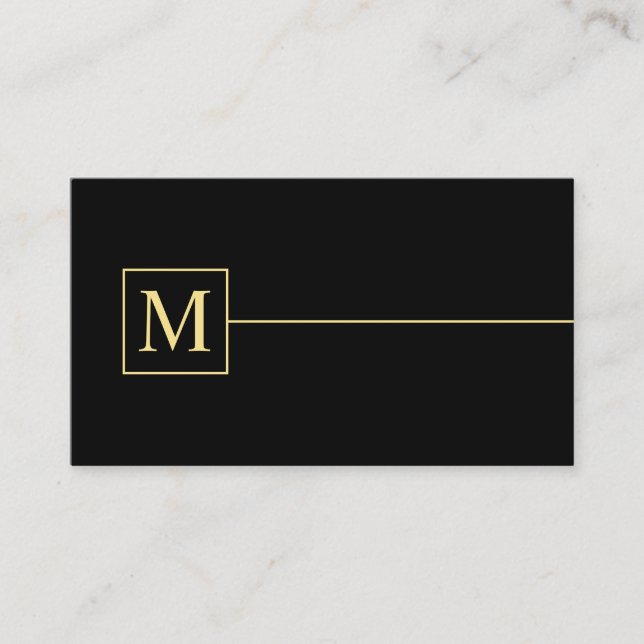 Svarta och Guld Elegant Monogram Visitkort (Framsida)
