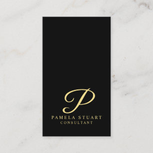 Svarta och Guld Elegant Monogram Visitkort