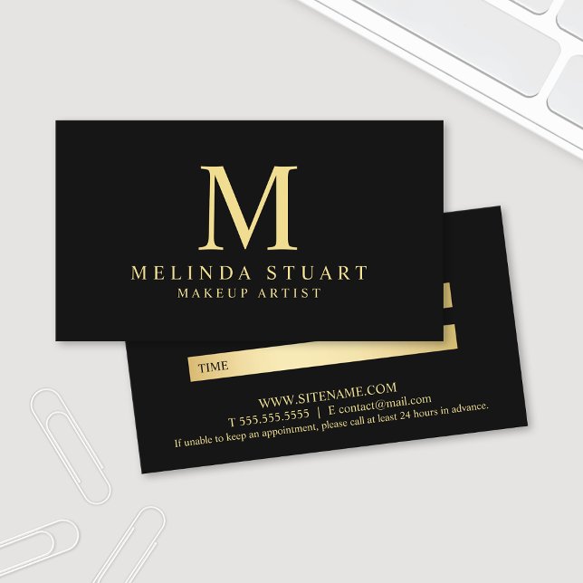 Svarta och Guld Elegant Möte Tidsbeställning Kort (Skapare uppladdad)