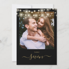 Svarta och guld Färgade Stränglyktor Foto Bordskor Inbjudningar