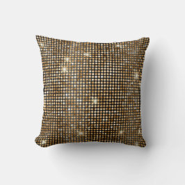 Svarta och Guld Faux Glitter Glam Dots Kudde