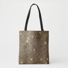 Svarta och Guld Faux Glitter Glam Dots Tygkasse