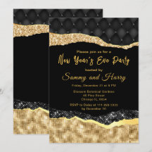 Svarta och Guld Glam Tårar Nyårsafton Party