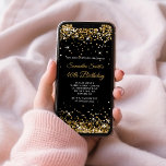 Svarta och Guld Glitter 40:e födelsedagen Inbjudningar<br><div class="desc">En glamorös 40-årsinbjudan till henne om utskrift eller digital nedladdning. Faux shiny guld glitter med gnistor mot en solid färg svart bakgrund. Anpassa kalligrafin och teckensnittet stilar, färg och storlekt efter behov för att skapa ditt eget inbjudan för hennes glamorösa milstolpe firande. All sparsam och glitter inslag i denna moderna...</div>