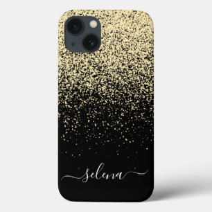 Svarta och Guld Glitter Girly Monogram