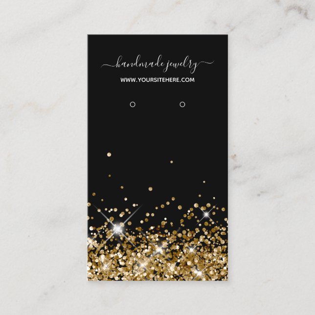 Svarta och Guld Glitter Namnteckning Visning för a Visitkort (Framsida)