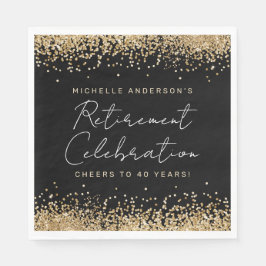 Svarta och Guld Glitter Pension Napkins Pappersservett