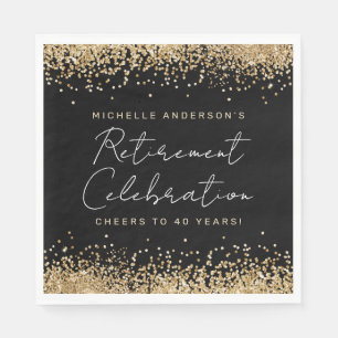 Svarta och Guld Glitter Pension Napkins Pappersservett