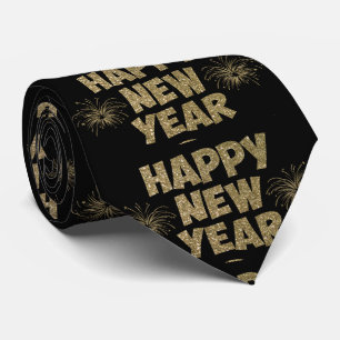 Svarta och Guld Gott nytt år Manar Tie Slips