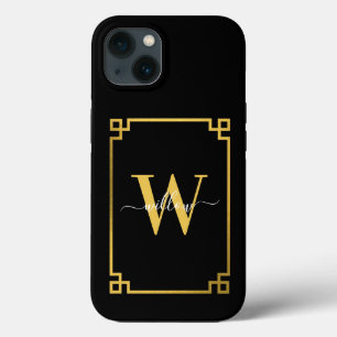 Svarta och Guld grekiska Nyckel Monogramme