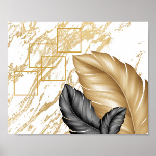 Svarta och Guld Handflatan Lämnar Tropiska utskriv Poster