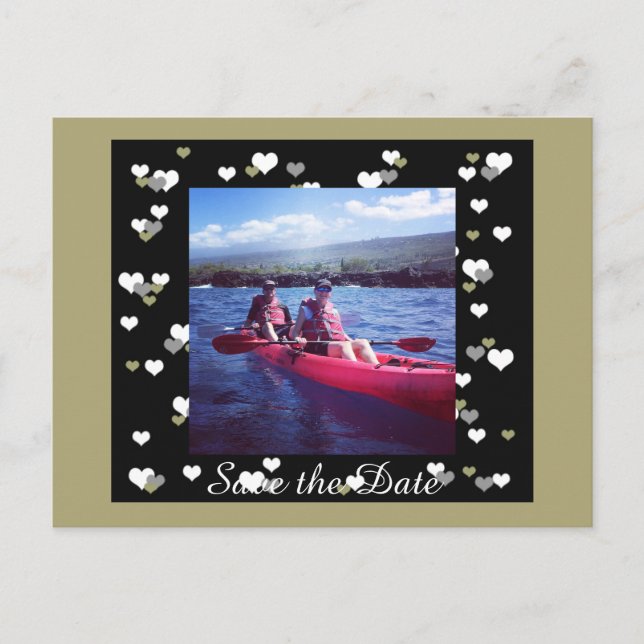 Svarta och Guld-hjärtan Spara datum Meddelande Vykort (Framsida)