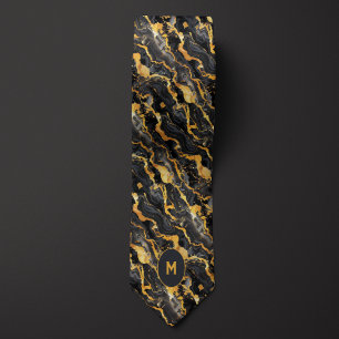 Svarta och Guld MarLED Monogram Slips
