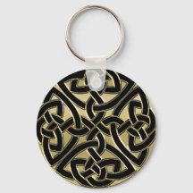 Svarta och Guld Metall Celtic Knot Keychain