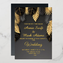 Svarta och Guld moderna Eleganten Trendig Bröllop