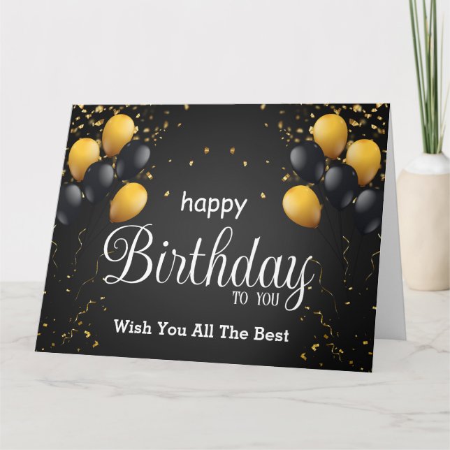 Svarta och Guld moderna Grattis på födelsedagen Kort (Framsida)
