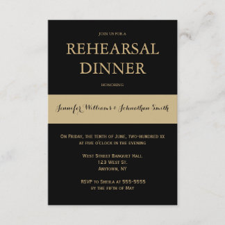 Svarta och guld moderna middagsinbjudningar inbjudningar