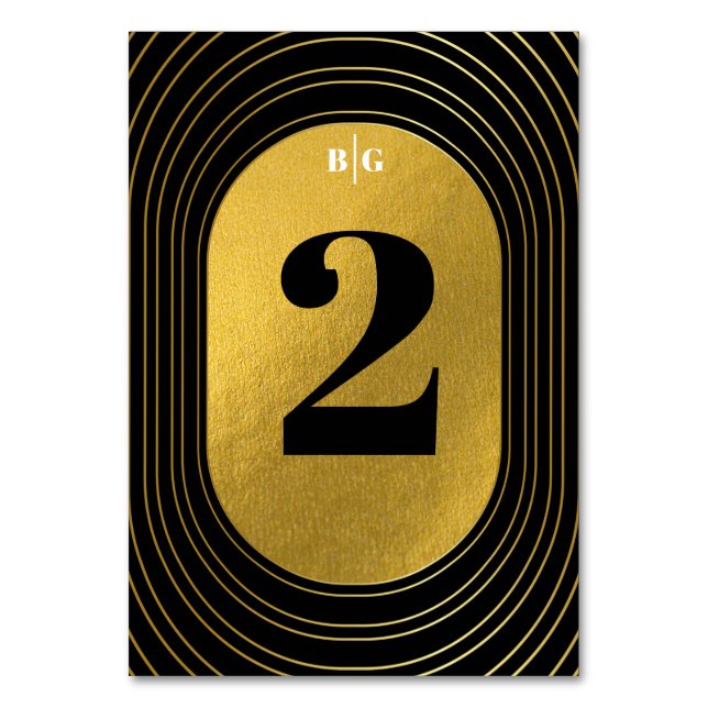 Svarta och Guld moderna minimalistbåge Bröllop Bordsnummer (Framsidan)