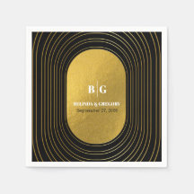 Svarta och Guld moderna minimalistbåge Bröllop